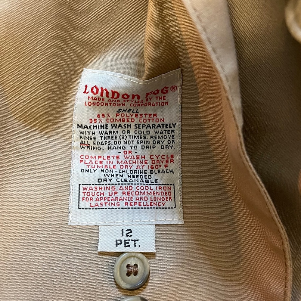 London Fog Vintage Tan Trench Coat Size 12 P - Picture 5 of 9